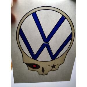 Grateful Dead Car Window Decal Vintage VW Inside Skull Volkswagen Car Red Star